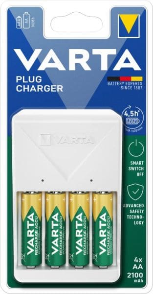 VARTA - Ladegerät Plug Charger lädt 2oder4 AA/AAA 4.5h-Ladez. + 4xAA