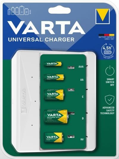 VARTA - Ladegerät Universal Charger lädt 2oder4 AA/AAA/C/D/1x9V 4.5h