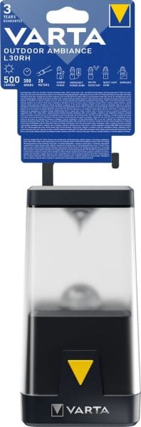 VARTA - Camping Laterne L30RH LED LW:20m 500lm Aufladb (ohneBatt) sw
