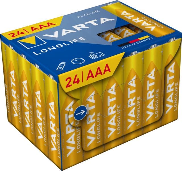 VARTA - Batterie Longlife Alkaline AAA Micro LR03 1.5V CUBEPACK=24Stk