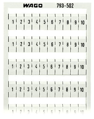 WAGO - WMB-Beschriftungskarte, bedruckt, weiß, 1 - 10