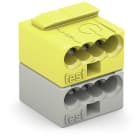 WAGO - 4-Leiter-Buchsenklemme, PUSH WIRE®, Ø 0,8mm, lichtgrau/gelb