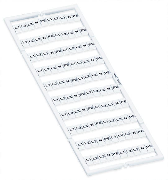 WAGO - WMB-Beschriftungskarte, bedruckt, weiß, L1,L2,L3,N,PE,L1,L2,L3,N,PE
