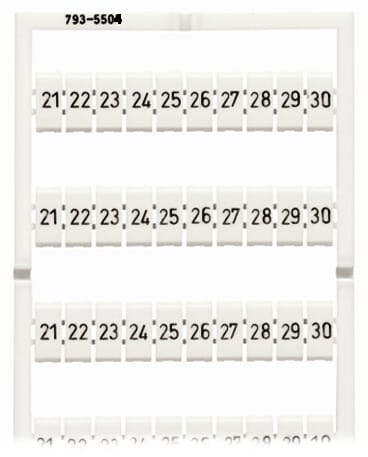 WAGO - WMB-Beschriftungskarte, bedruckt, weiß, 21 - 30