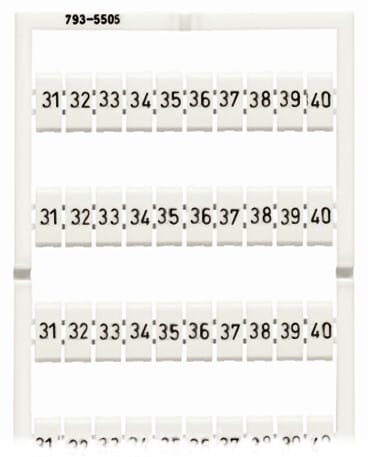 WAGO - WMB-Beschriftungskarte, bedruckt, weiß, 31 - 40
