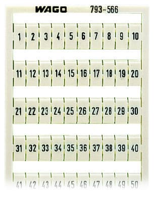 WAGO - WMB-Beschriftungskarte, bedruckt, weiß, 1 - 50