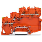 WAGO - 3-Leiter-Aktoreneinspeiseklemme f.NPN-(minus-)schaltende Aktoren m. PE-Anschluss,orange