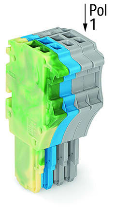 WAGO - 1-Leiter-Federleiste, Push-in CAGE CLAMP®, 1,5mm², grün-gelb/blau/grau
