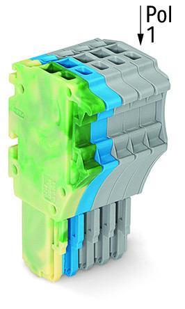 WAGO - 1-Leiter-Federleiste, Push-in CAGE CLAMP®, 1,5mm², grün-gelb/blau/grau