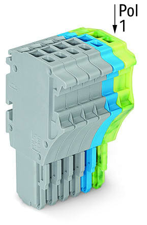 WAGO - 1-Leiter-Federleiste, Push-in CAGE CLAMP®, 1,5mm², grau/blau/grün-gelb