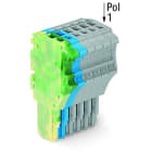 WAGO - 1-Leiter-Federleiste, Push-in CAGE CLAMP®, 1,5mm², grün-gelb/blau/grau