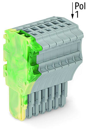 WAGO - 1-Leiter-Federleiste, Push-in CAGE CLAMP®, 1,5mm², grün-gelb/grau