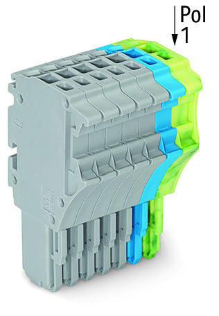 WAGO - 1-Leiter-Federleiste, Push-in CAGE CLAMP®, 1,5mm², grau/blau/grün-gelb