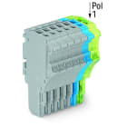 WAGO - 1-Leiter-Federleiste, Push-in CAGE CLAMP®, 1,5mm², grau/blau/grün-gelb
