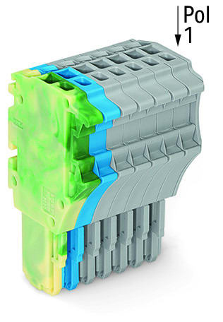 WAGO - 1-Leiter-Federleiste, Push-in CAGE CLAMP®, 1,5mm², grün-gelb/blau/grau