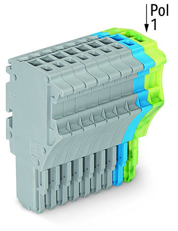 WAGO - 1-Leiter-Federleiste, Push-in CAGE CLAMP®, 1,5mm², grau/blau/grün-gelb