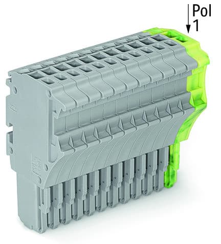 WAGO - 1-Leiter-Federleiste, Push-in CAGE CLAMP®, 1,5mm², grau/grün-gelb