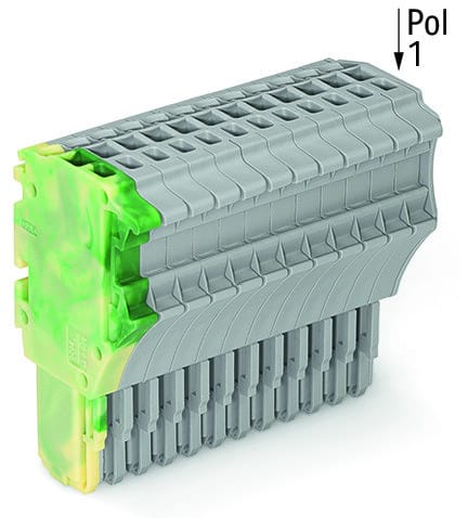 WAGO - 1-Leiter-Federleiste, Push-in CAGE CLAMP®, 1,5mm², grün-gelb/grau