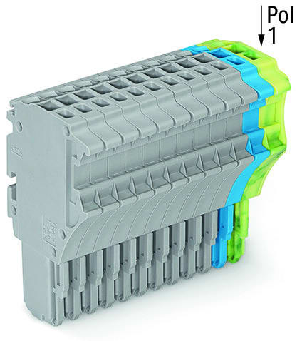 WAGO - 1-Leiter-Federleiste, Push-in CAGE CLAMP®, 1,5mm², grau/blau/grün-gelb