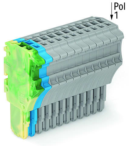 WAGO - 1-Leiter-Federleiste, Push-in CAGE CLAMP®, 1,5mm², grün-gelb/blau/grau