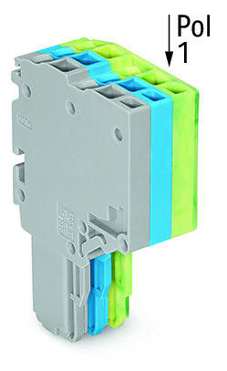 WAGO - 2-Leiter-Federleiste, Push-in CAGE CLAMP®, 1,5mm², grau/blau/grün-gelb