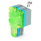 WAGO - 2-Leiter-Federleiste, Push-in CAGE CLAMP®, 1,5mm², grün-gelb/blau/grau