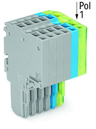 WAGO - 2-Leiter-Federleiste, Push-in CAGE CLAMP®, 1,5mm², grau/blau/grün-gelb