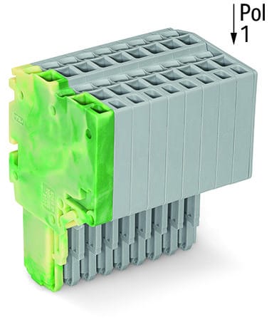 WAGO - 2-Leiter-Federleiste, Push-in CAGE CLAMP®, 1,5mm², grün-gelb/grau