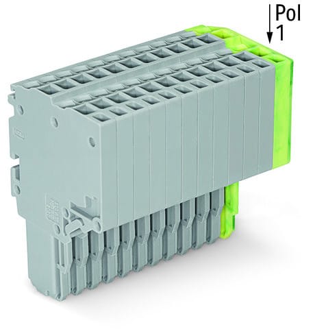 WAGO - 2-Leiter-Federleiste, Push-in CAGE CLAMP®, 1,5mm², grau/grün-gelb