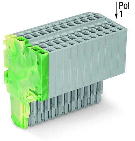 WAGO - 2-Leiter-Federleiste, Push-in CAGE CLAMP®, 1,5mm², grün-gelb/grau
