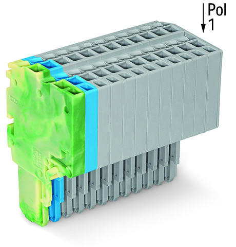 WAGO - 2-Leiter-Federleiste, Push-in CAGE CLAMP®, 1,5mm², grün-gelb/blau/grau