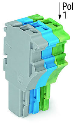 WAGO - 1-Leiter-Federleiste, Push-in CAGE CLAMP®, 4mm², grau/blau/grün-gelb