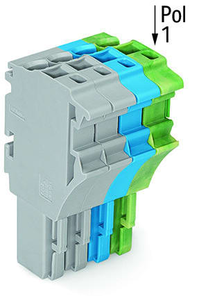 WAGO - 1-Leiter-Federleiste, Push-in CAGE CLAMP®, 4mm², grau/blau/grün-gelb