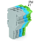 WAGO - 1-Leiter-Federleiste, Push-in CAGE CLAMP®, 4mm², grau/blau/grün-gelb