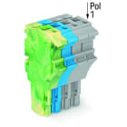 WAGO - 1-Leiter-Federleiste, Push-in CAGE CLAMP®, 4mm², grün-gelb/blau/grau