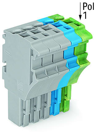 WAGO - 1-Leiter-Federleiste, Push-in CAGE CLAMP®, 4mm², grau/blau/grün-gelb