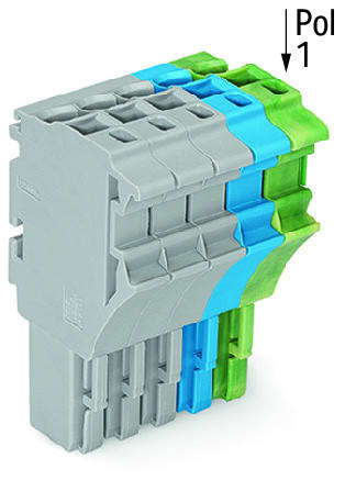 WAGO - 1-Leiter-Federleiste, Push-in CAGE CLAMP®, 4mm², grau/blau/grün-gelb