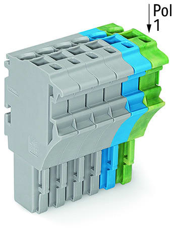 WAGO - 1-Leiter-Federleiste, Push-in CAGE CLAMP®, 4mm², grau/blau/grün-gelb