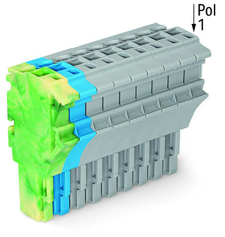 WAGO - 1-Leiter-Federleiste, Push-in CAGE CLAMP®, 4mm², grün-gelb/blau/grau