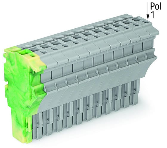 WAGO - 1-Leiter-Federleiste, Push-in CAGE CLAMP®, 4mm², grün-gelb/grau