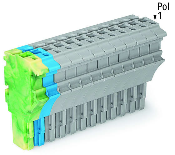 WAGO - 1-Leiter-Federleiste, Push-in CAGE CLAMP®, 4mm², grün-gelb/blau/grau