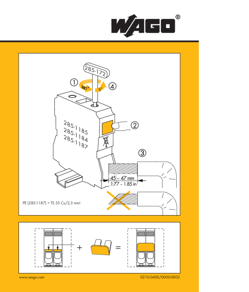 WAGO - Handhabungsaufkleber, für Hochstromklemmen 185mm²