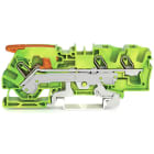 WAGO - 3-Leiter-Schutzleiterklemme, mit Hebel und Push-in CAGE CLAMP®, 6mm², grün-gelb