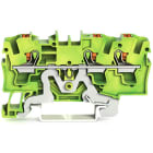 WAGO - 3-Leiter-Schutzleiterklemme, mit Drücker, 4mm², grün-gelb
