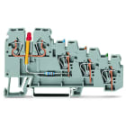 WAGO - 4-Leiter-Initiatorenklemme, LED rot, für PNP-(plus-)schaltende Initiatoren, grau