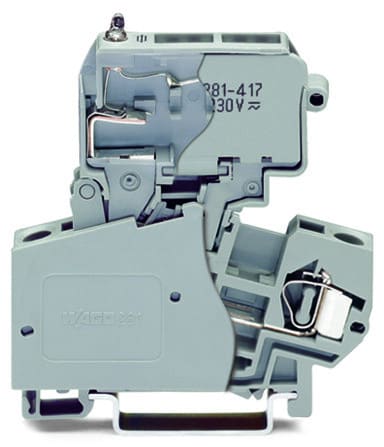 WAGO - 2-Leiter-Sicherungsklemme, schwenkbarer Sicherungshalter, für G-Sicherungseinsatz ¼''x1¼'', grau