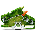 WAGO - 3-Leiter-Schutzleiterklemme, 6mm², mit berührungssicherer Prüfbuchse, grün-gelb