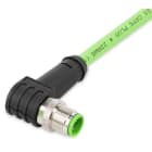 WAGO - ETHERNET-Leitung, M12D-Stecker, winklig, 4-polig, grün