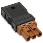 WAGO - Brückungsstecker, mit montiertem Zugentlastungsgehäuse, 3-polig, braun