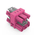 WAGO - 3-fach-Verteiler, 3-polig, Kod. B, pink